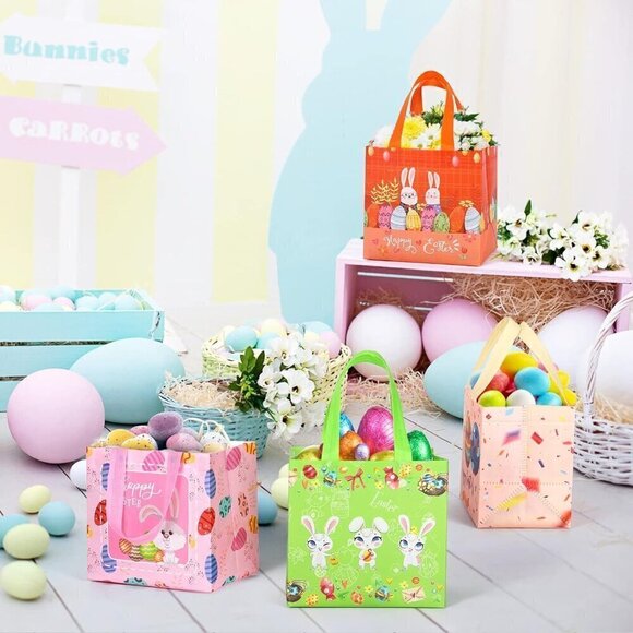 24 Pcs Easter Bags Kid Baskets with Handle, Reusable Gift Tote Bag / BRAND NEW - Picture 3 of 4